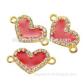 gold tone plated enamel heart keychain charm